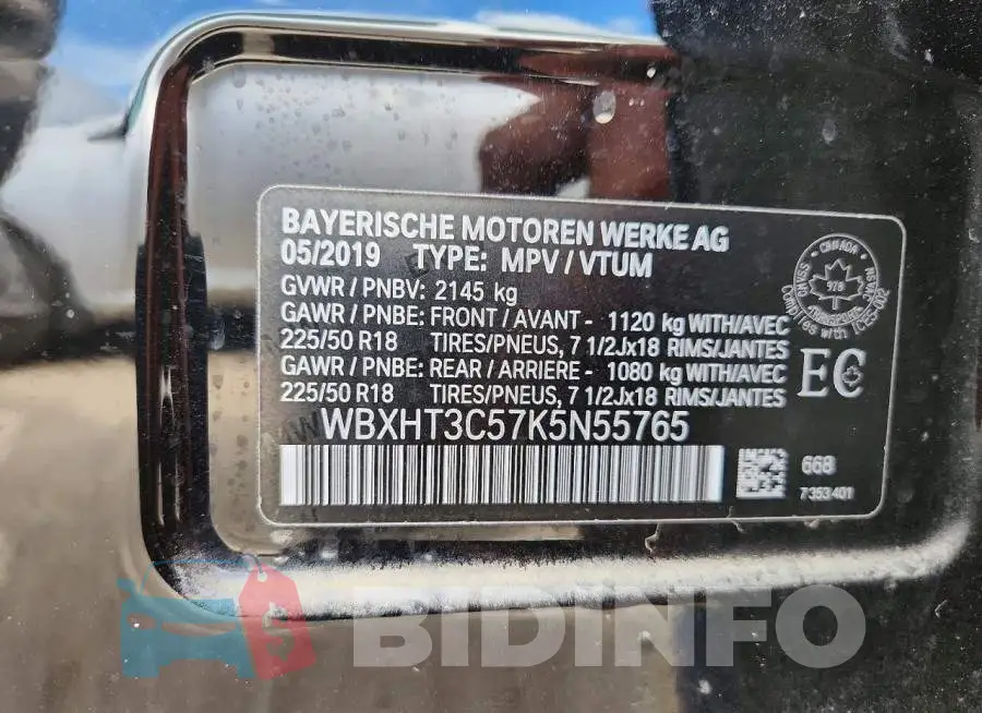 WBXHT3C57K5N55765 Photo# 14