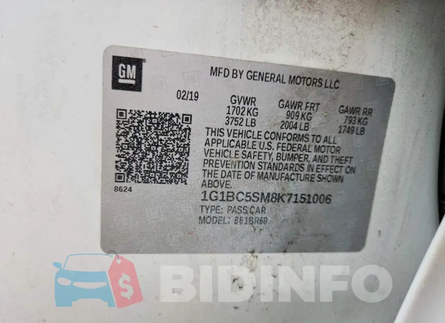 1G1BC5SM8K7151006 Photo# 12