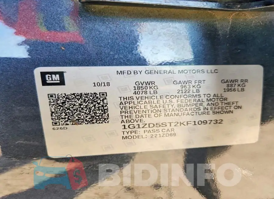 1G1ZD5ST2KF109732 Photo# 12