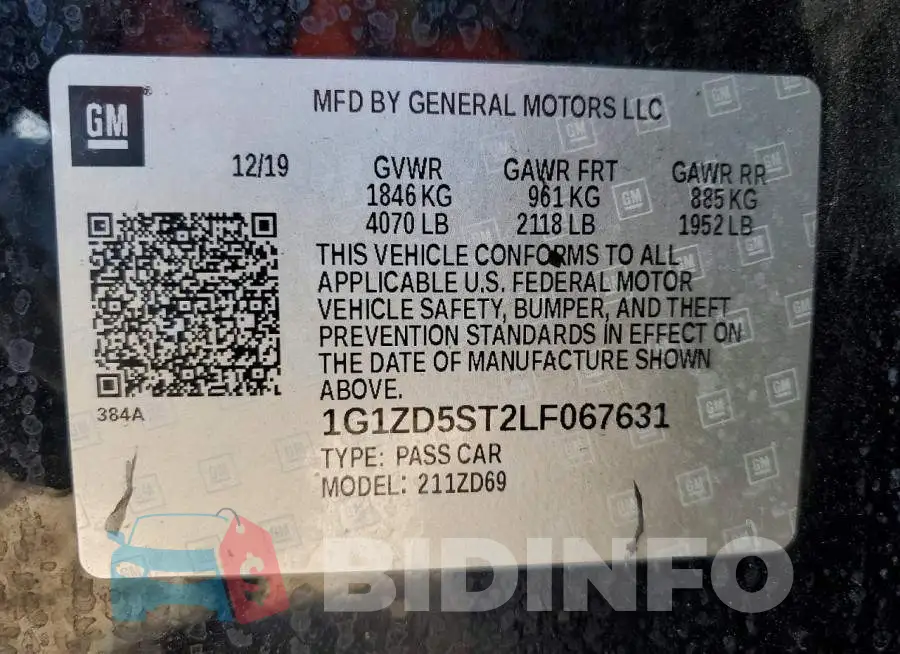 1G1ZD5ST2LF067631 Photo# 14