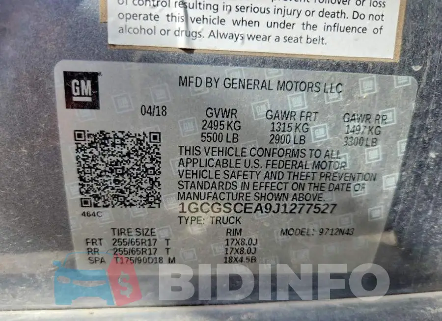 1GCGSCEA9J1277527 Photo# 12