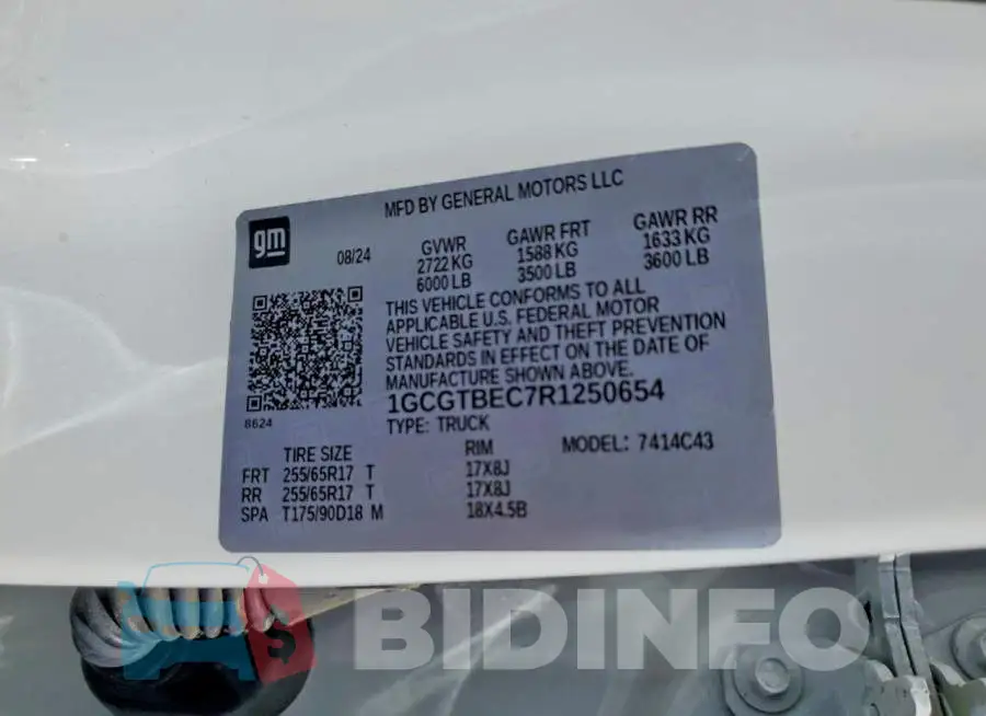 1GCGTBEC7R1250654 Photo# 13