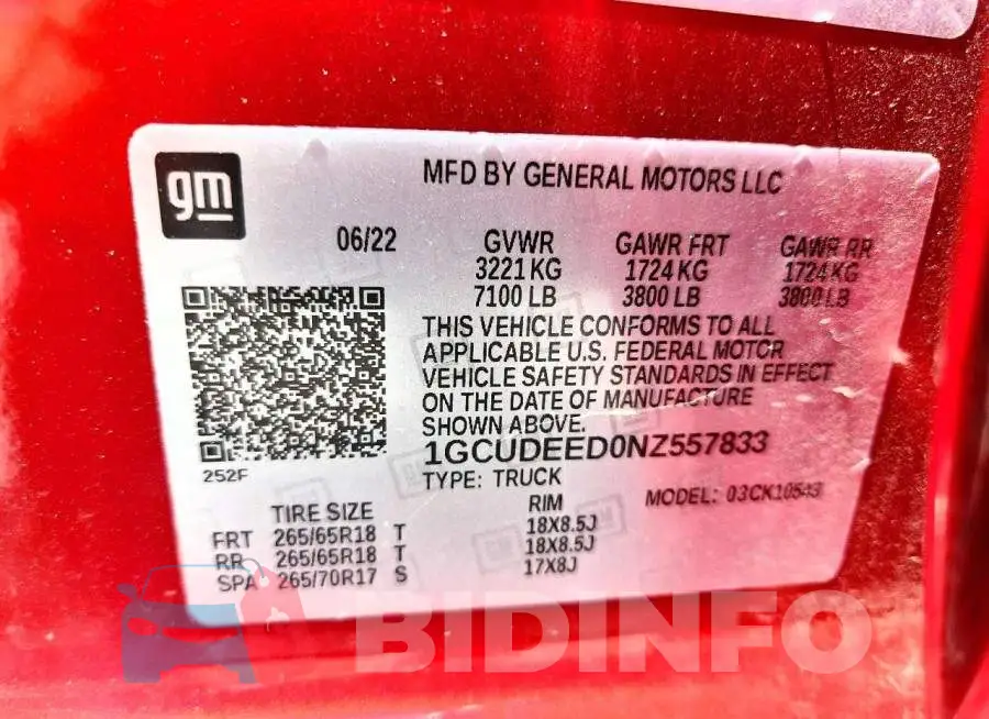 1GCUDEED0NZ557833 Photo# 12