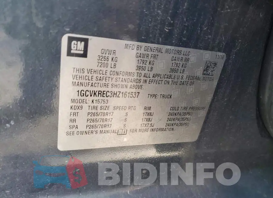 1GCVKREC3HZ161537 Photo# 13