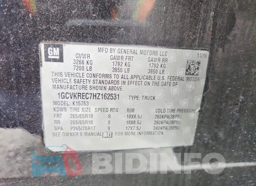 1GCVKREC7HZ162531 Photo# 12