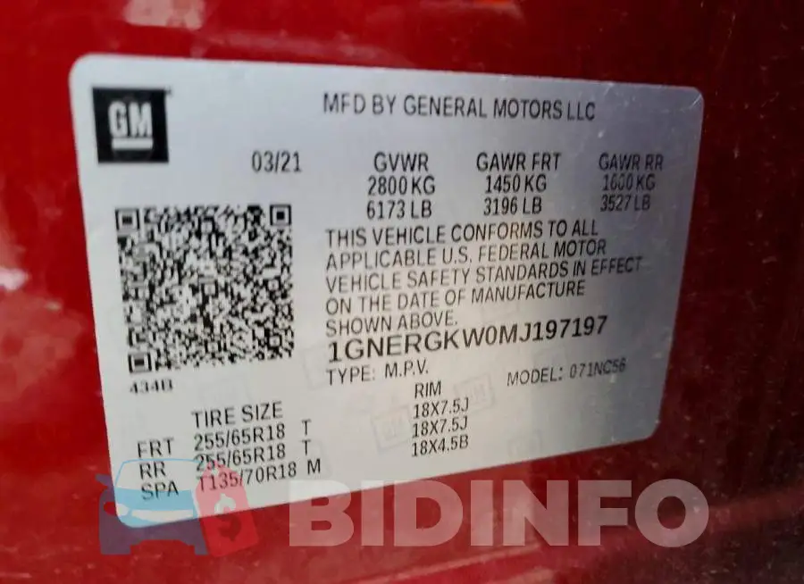 1GNERGKW0MJ197197 Photo# 13