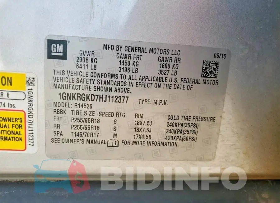 1GNKRGKD7HJ112377 Photo# 13