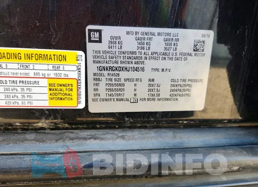 1GNKRGKDXHJ104516 Photo# 12