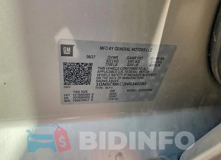 1GNSCBKC2HR340283 Photo# 14