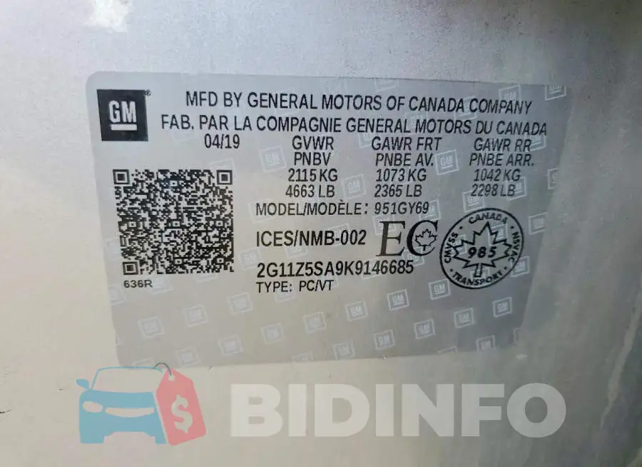 2G11Z5SA9K9146685 Photo# 12