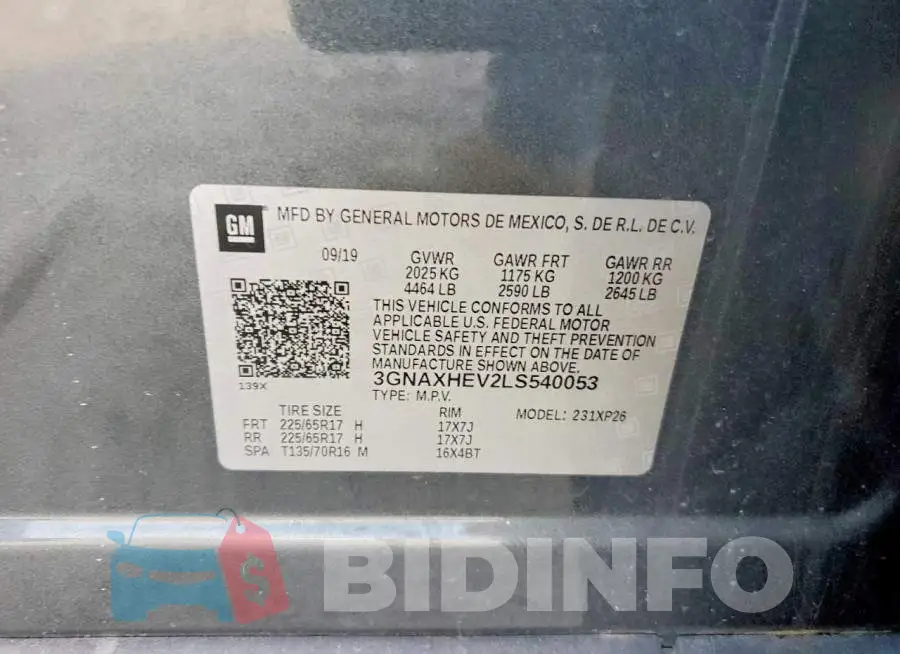 3GNAXHEV2LS540053 Photo# 13
