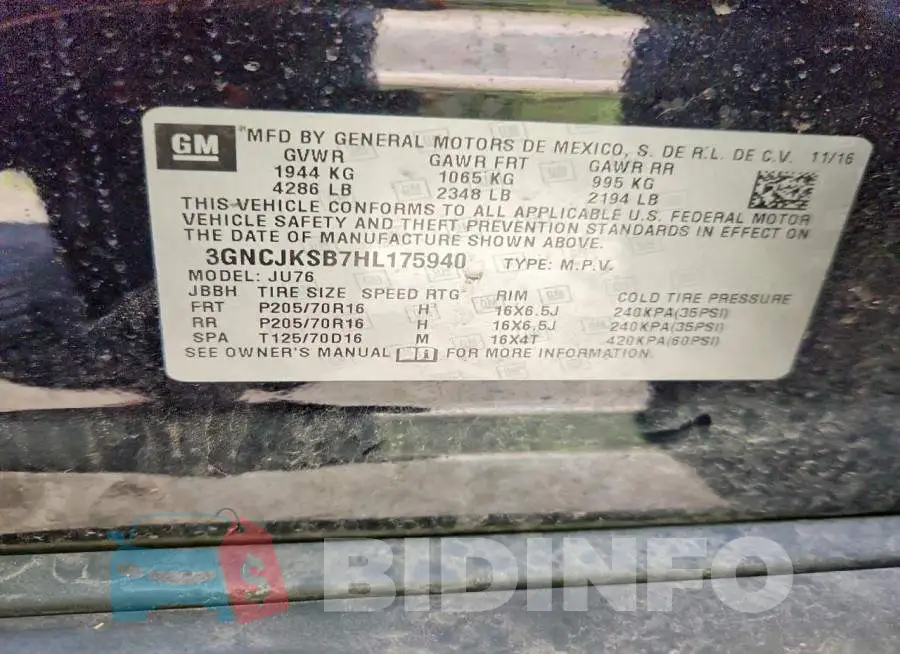 3GNCJKSB7HL175940 Photo# 13