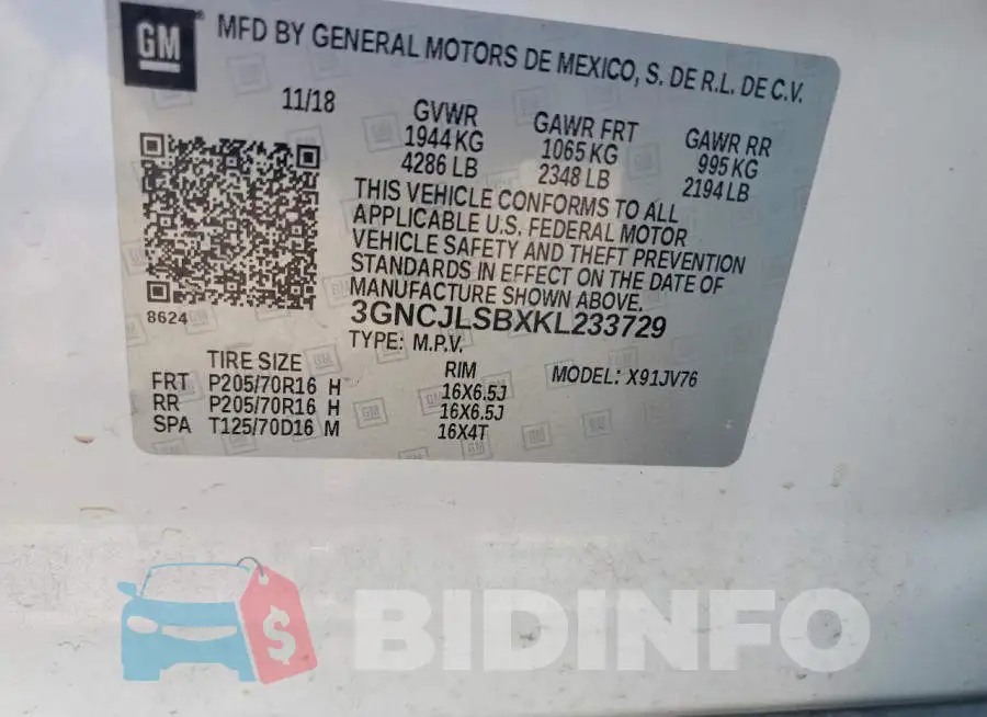 3GNCJLSBXKL233729 Photo# 13