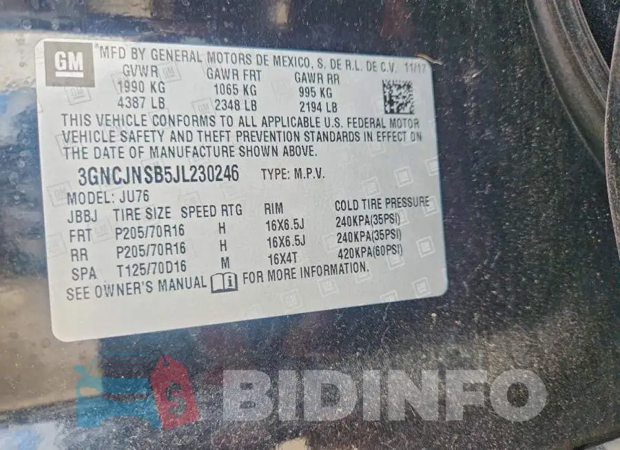3GNCJNSB5JL230246 Photo# 13