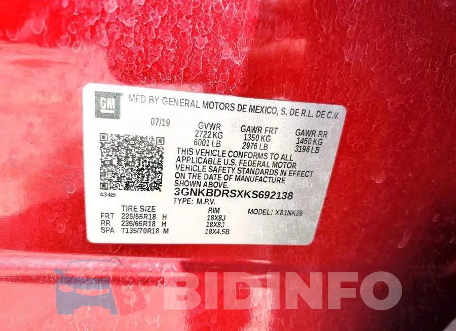 3GNKBDRSXKS692138 Photo# 14