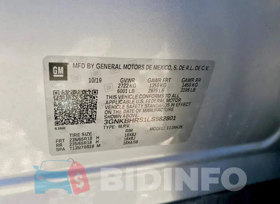 3GNKBHRS1LS582801 Photo# 13