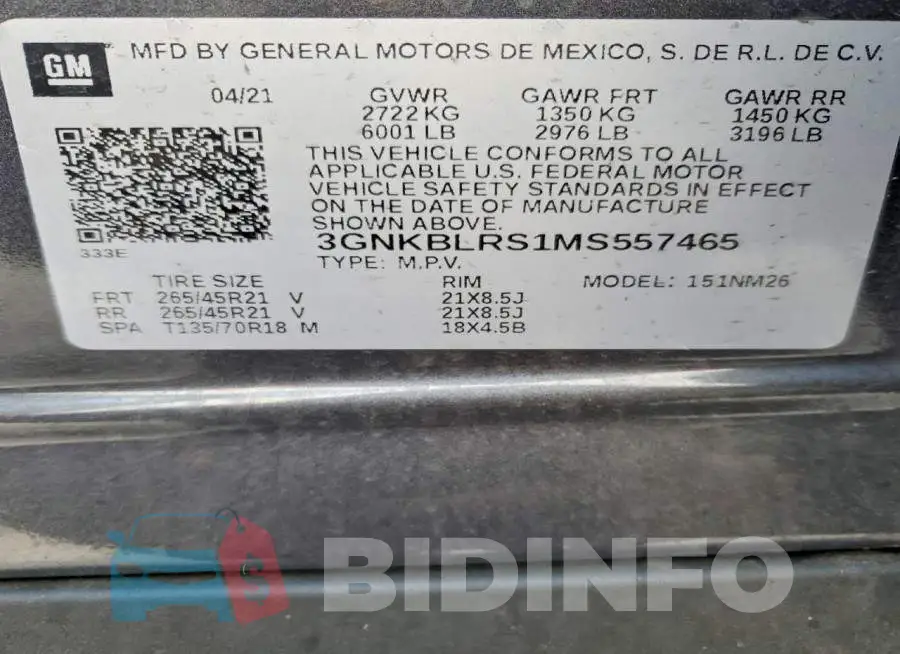 3GNKBLRS1MS557465 Photo# 14