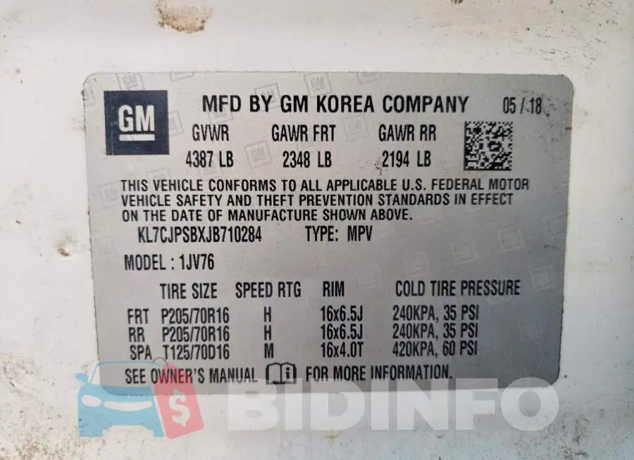 KL7CJPSBXJB710284 Photo# 13