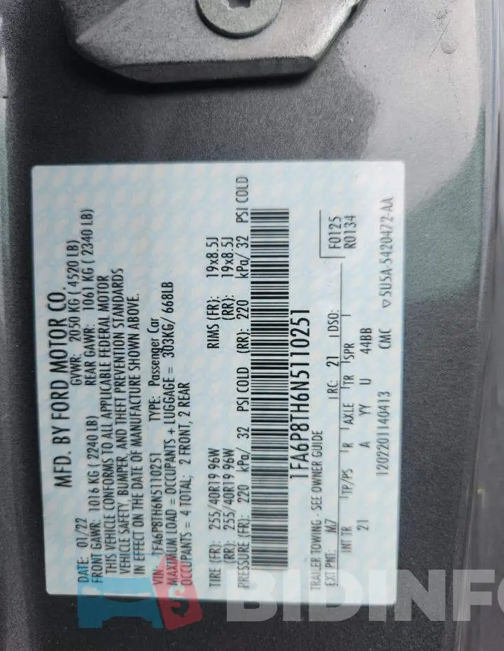 1FA6P8TH6N5110251 Photo# 12