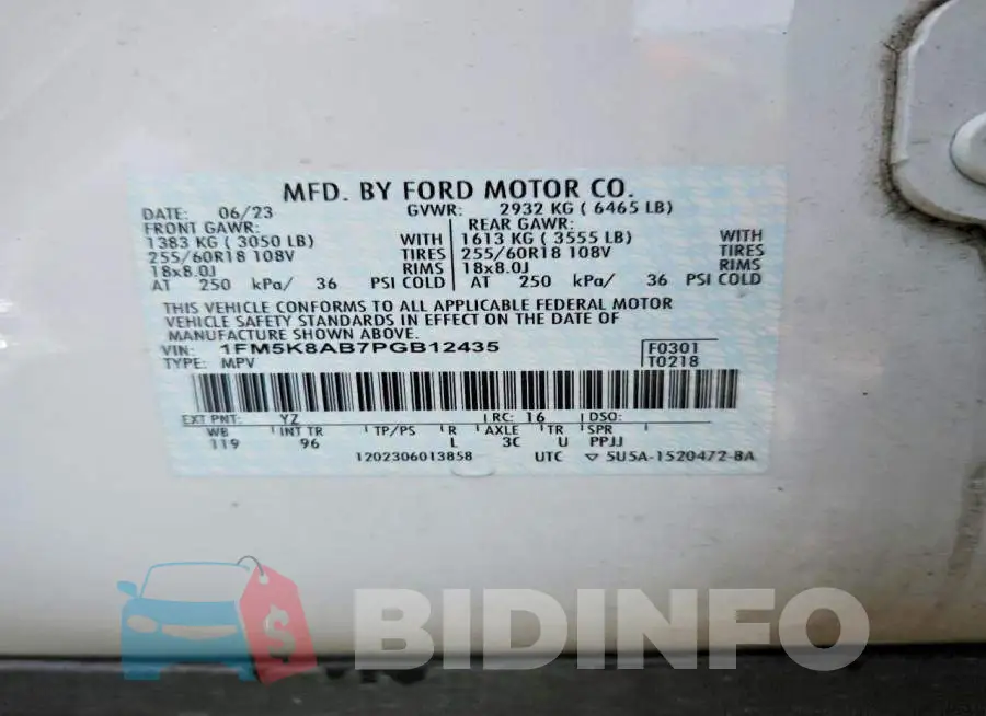 1FM5K8AB7PGB12435 Photo# 13