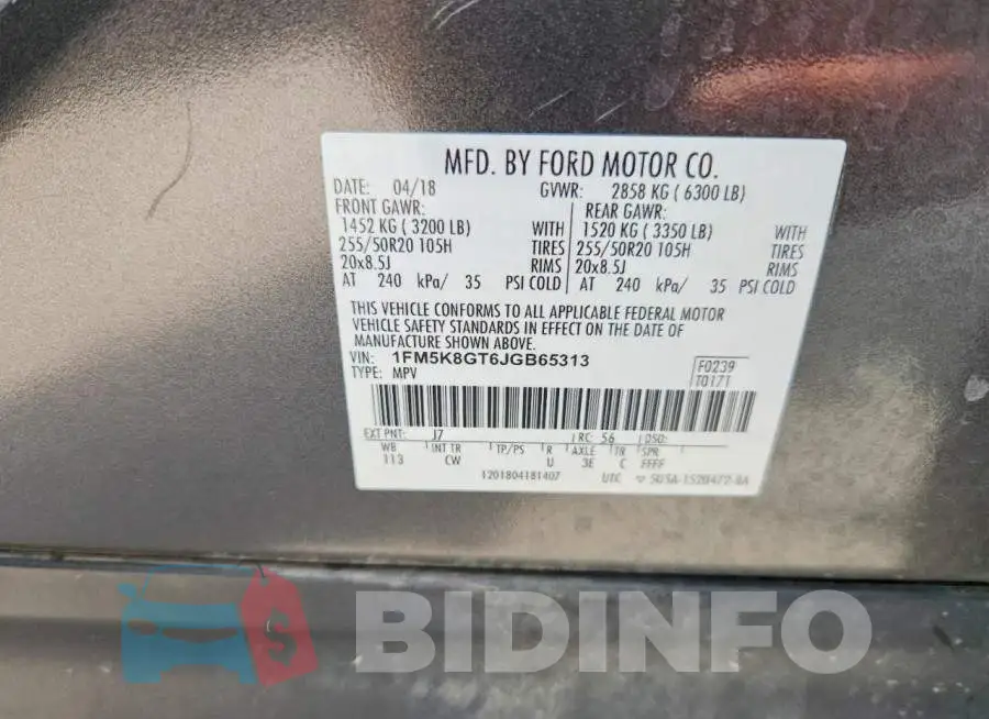 1FM5K8GT6JGB65313 Photo# 14