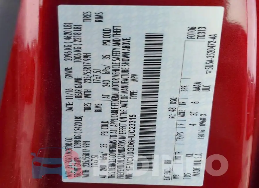1FMCU0GD6HUC23315 Photo# 13