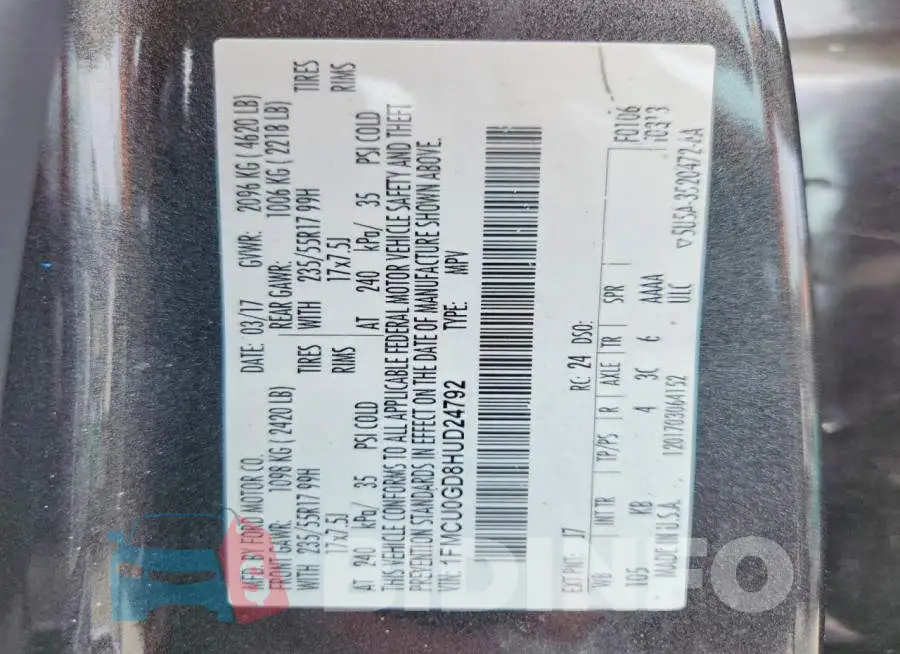 1FMCU0GD8HUD24792 Photo# 13