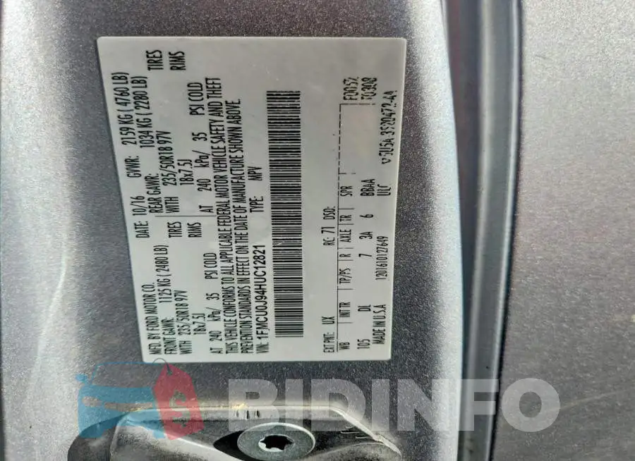 1FMCU0J94HUC12821 Photo# 13