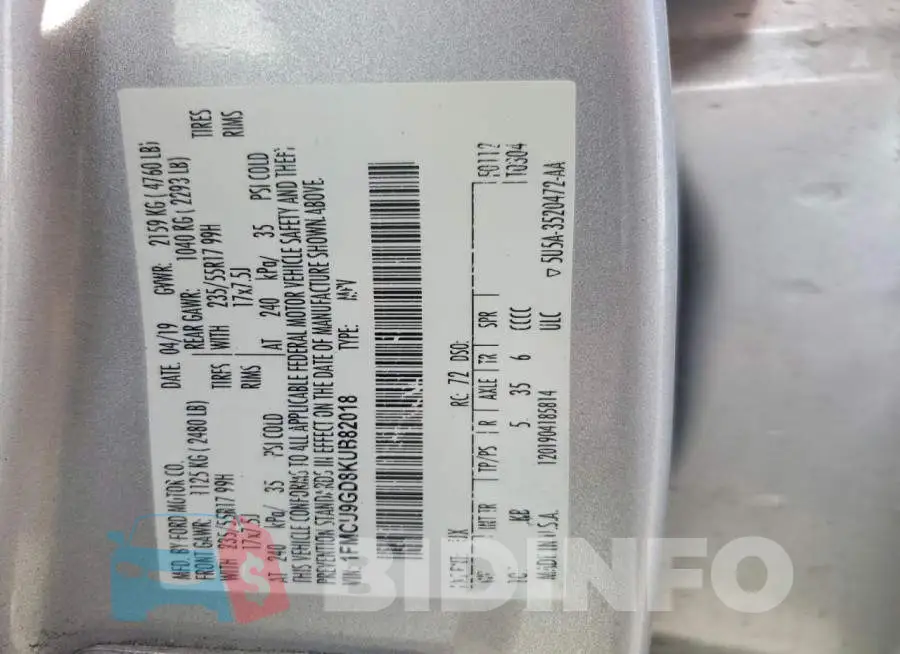 1FMCU9GD8KUB82018 Photo# 13