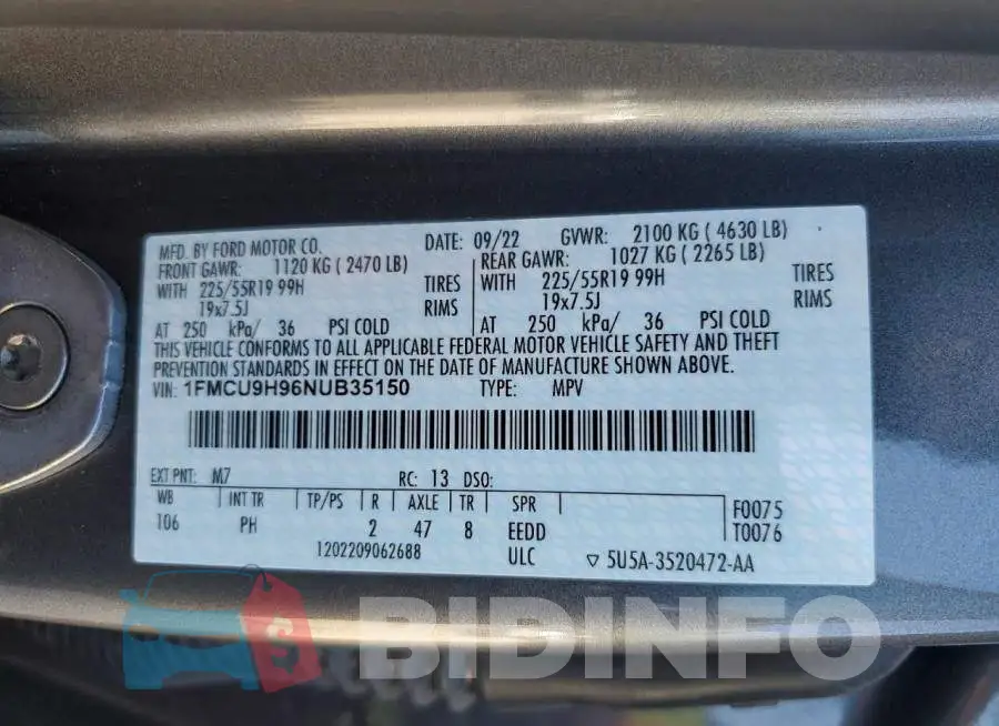 1FMCU9H96NUB35150 Photo# 14