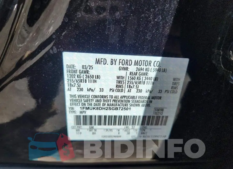1FMUK8DH2SGB72501 Photo# 13