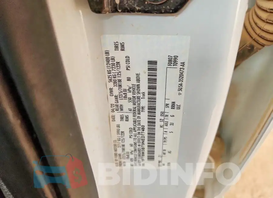 1FT8W3BT9NED77480 Photo# 12