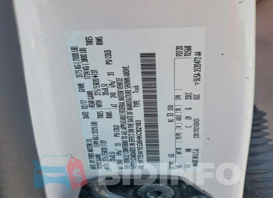 1FTEW1EG5HKC82183 Photo# 12