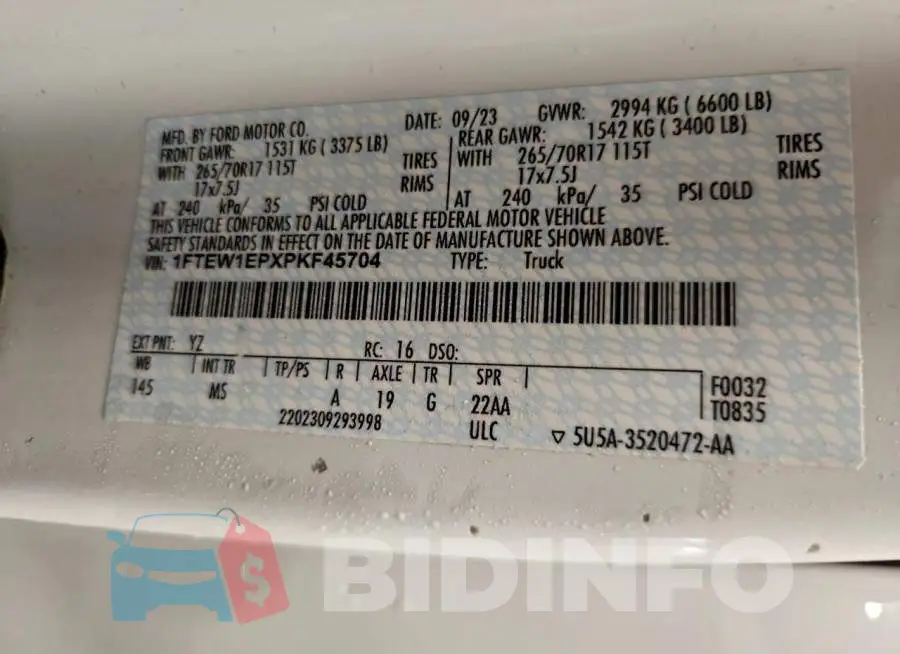 1FTEW1EPXPKF45704 Photo# 12