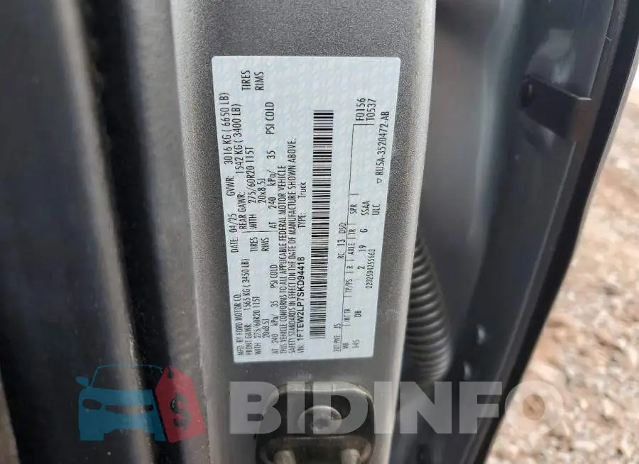 1FTEW2LP7SKD94418 Photo# 13