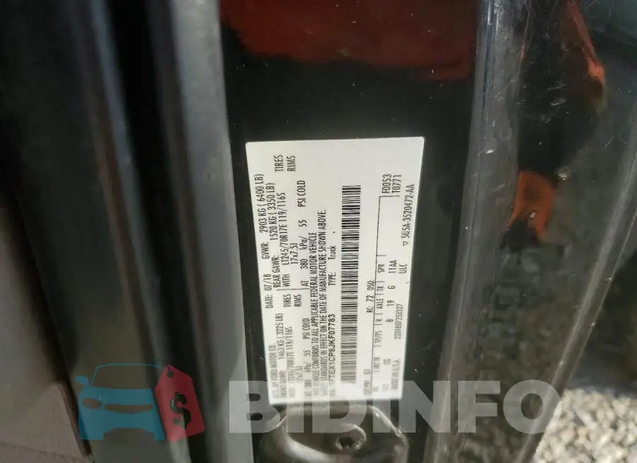 1FTEX1CP8JKF07783 Photo# 12
