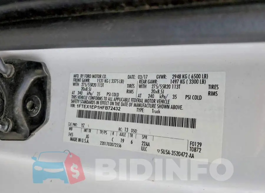 1FTEX1EP1HFB72432 Photo# 13