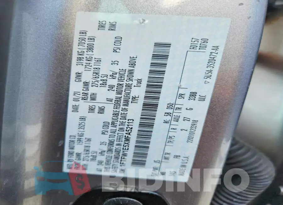 1FTFW1E5XMFA52113 Photo# 12
