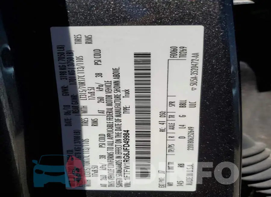 1FTFW1RG6JFD49984 Photo# 13