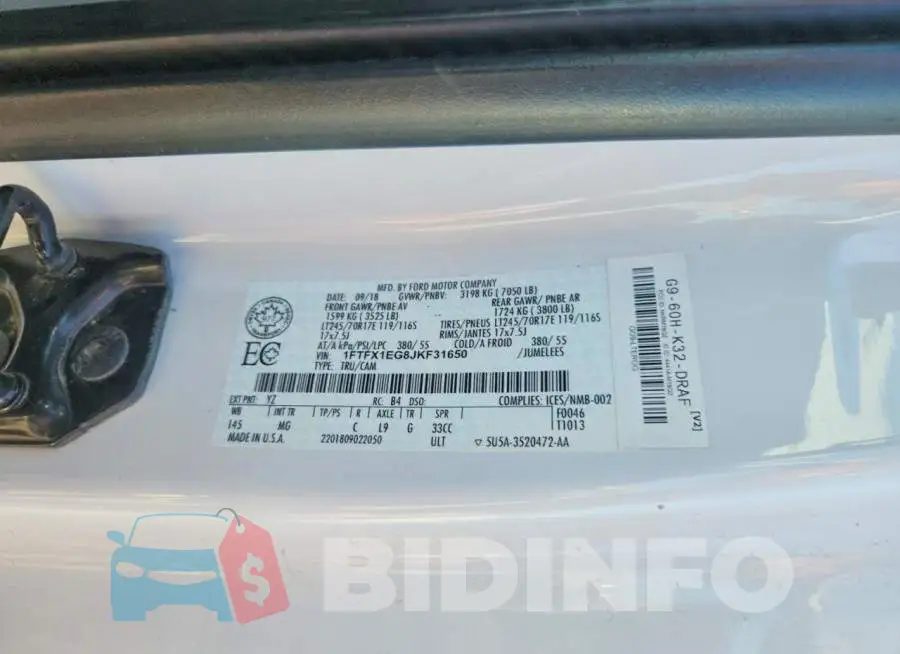 1FTFX1EG8JKF31650 Photo# 12