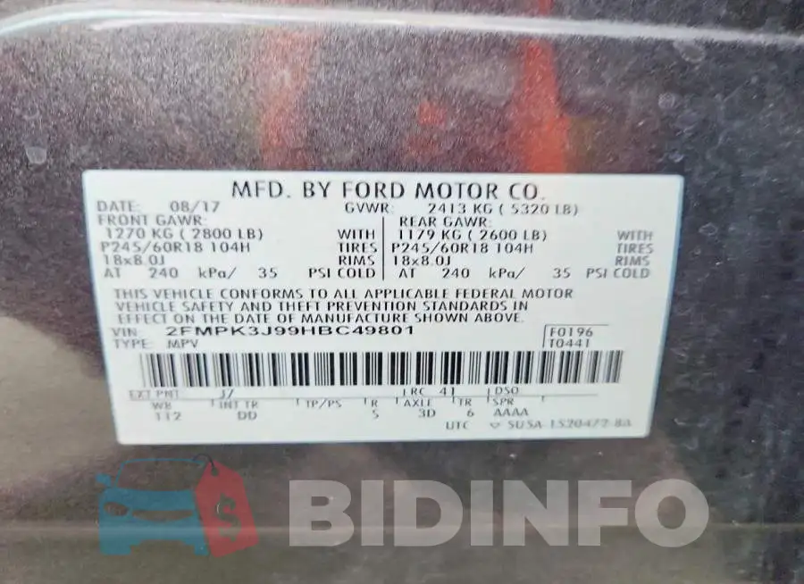 2FMPK3J99HBC49801 Photo# 13