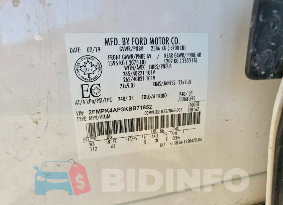 2FMPK4AP3KBB71852 Photo# 13