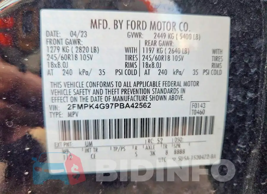 2FMPK4G97PBA42562 Photo# 13