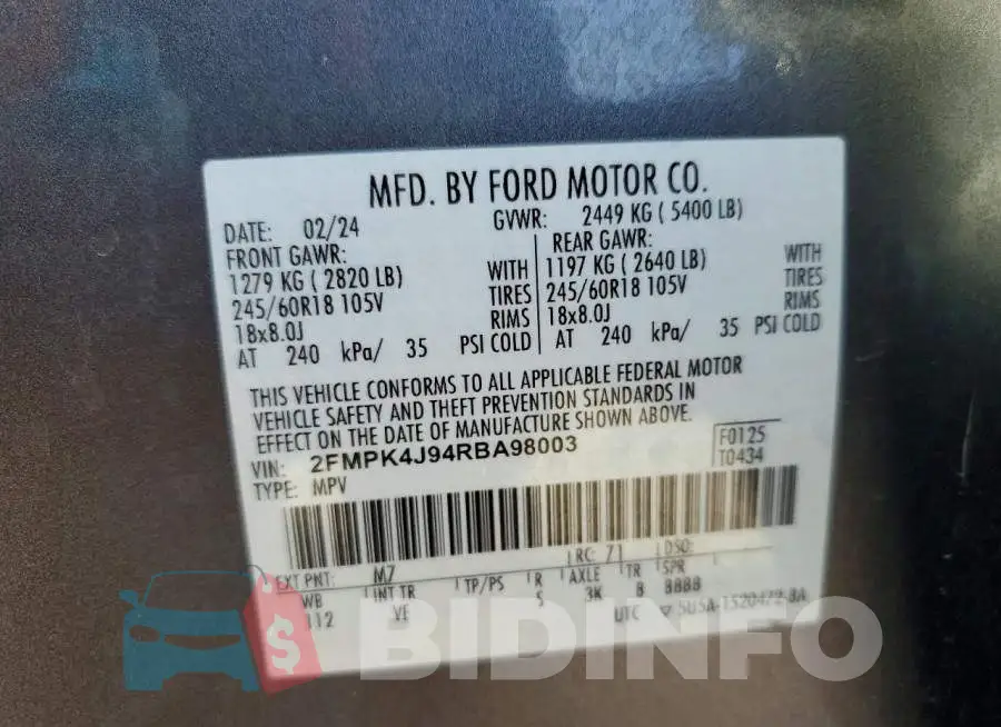 2FMPK4J94RBA98003 Photo# 13