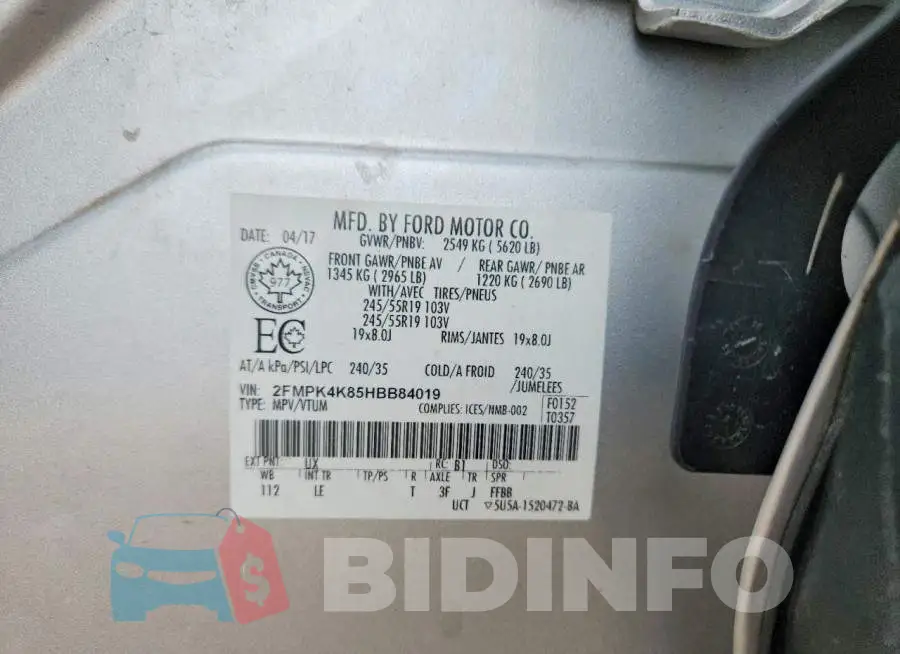 2FMPK4K85HBB84019 Photo# 14