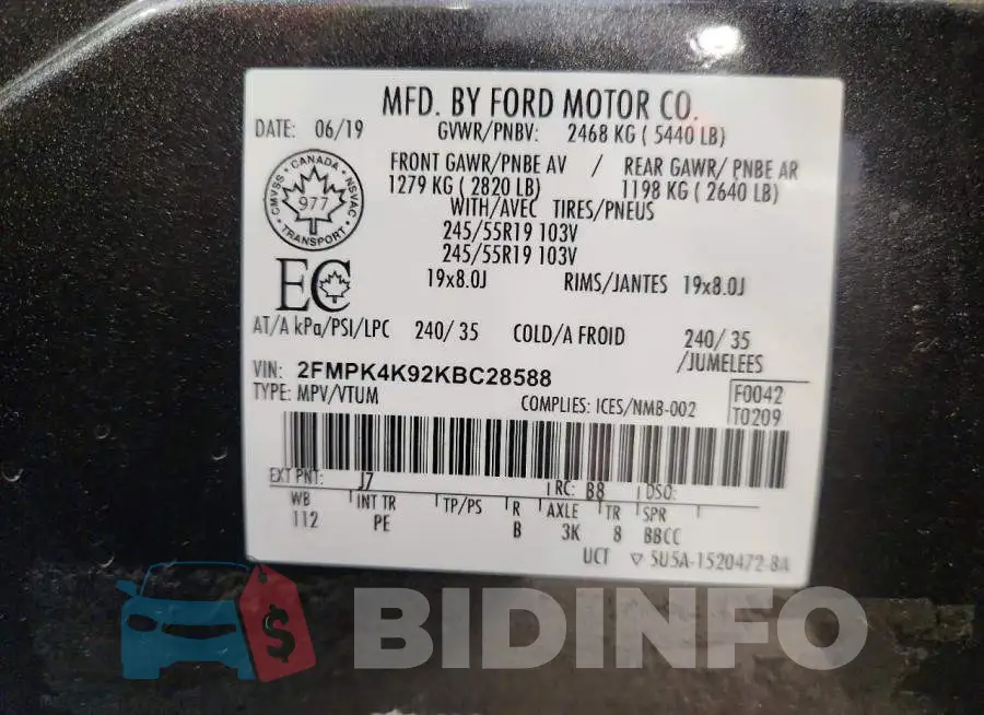 2FMPK4K92KBC28588 Photo# 12