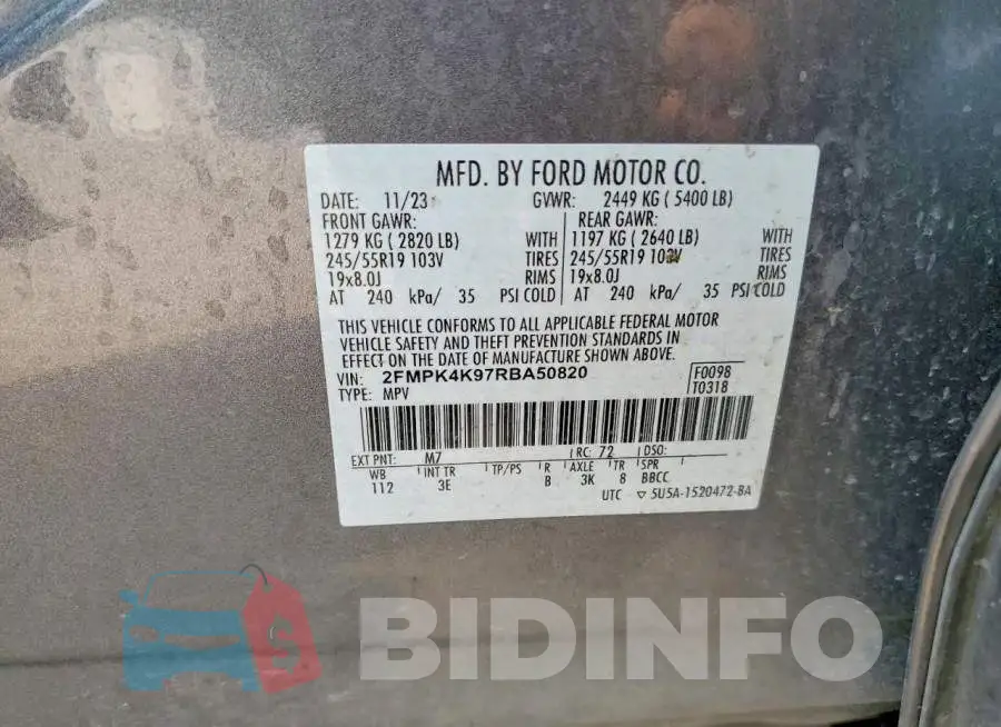 2FMPK4K97RBA50820 Photo# 13
