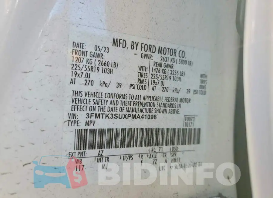 3FMTK3SUXPMA41098 Photo# 13