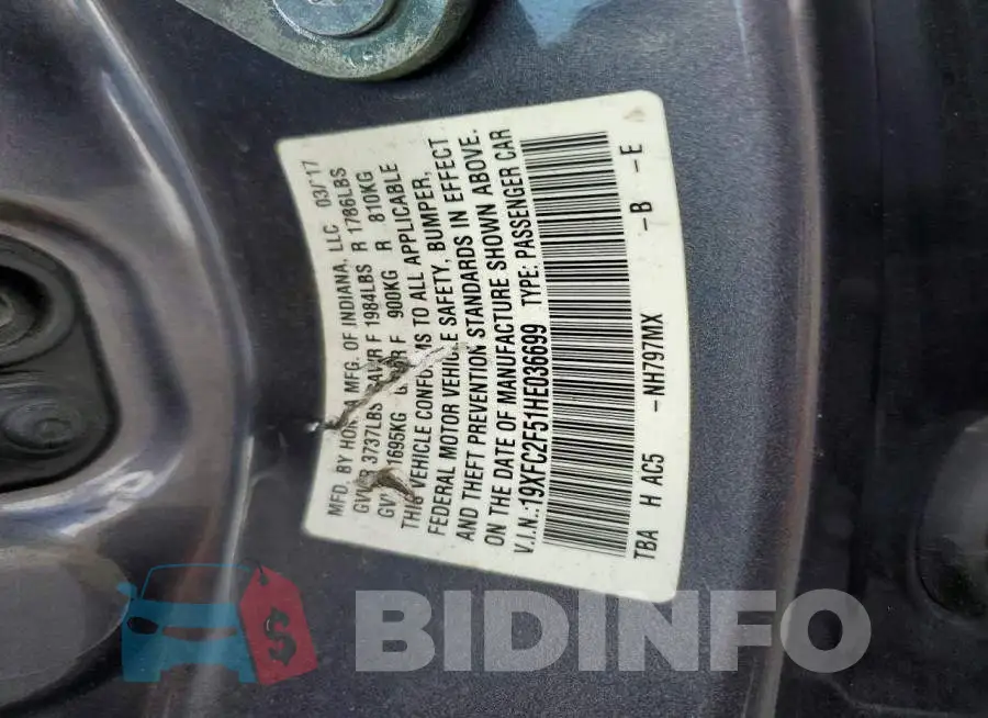 19XFC2F51HE036699 Photo# 12