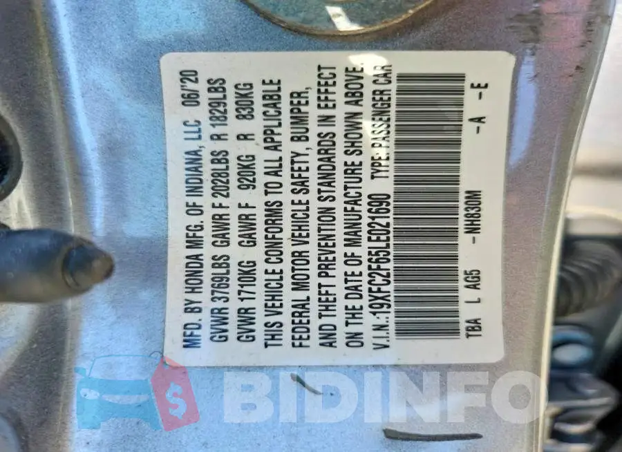19XFC2F65LE021690 Photo# 13